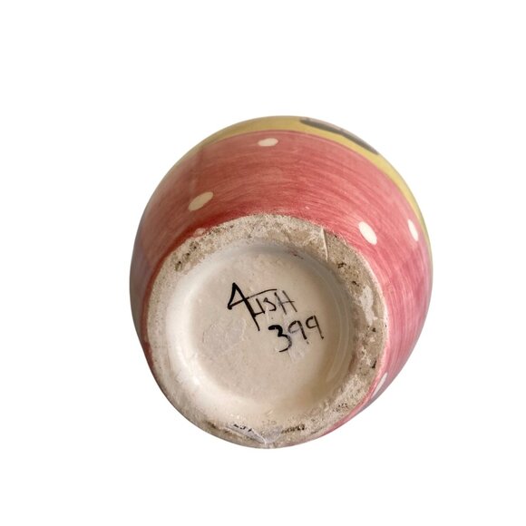 Ceramic Vase Hand Painted Whimsical Naive Cartoon Design Signed - Picture 5 of 6